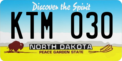 ND license plate KTM030