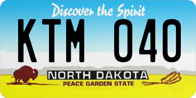 ND license plate KTM040