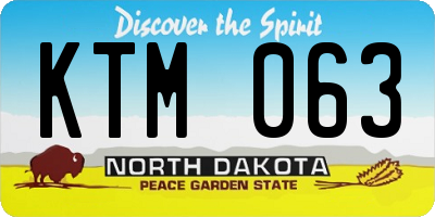 ND license plate KTM063