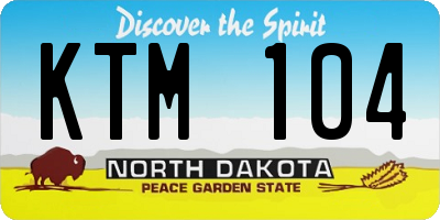 ND license plate KTM104