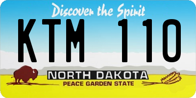 ND license plate KTM110