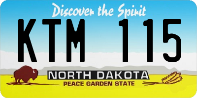 ND license plate KTM115