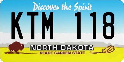 ND license plate KTM118