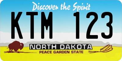 ND license plate KTM123