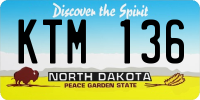 ND license plate KTM136