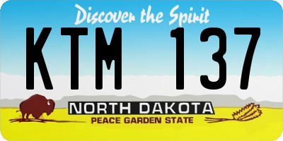 ND license plate KTM137