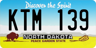 ND license plate KTM139