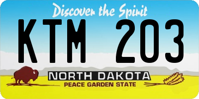 ND license plate KTM203