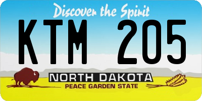 ND license plate KTM205
