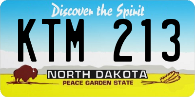 ND license plate KTM213