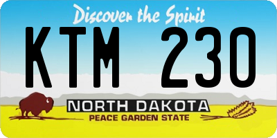 ND license plate KTM230