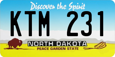 ND license plate KTM231