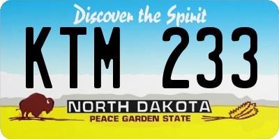 ND license plate KTM233