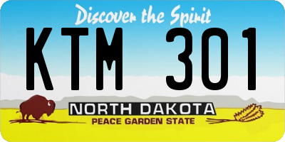 ND license plate KTM301