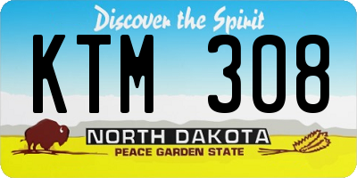 ND license plate KTM308