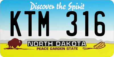 ND license plate KTM316
