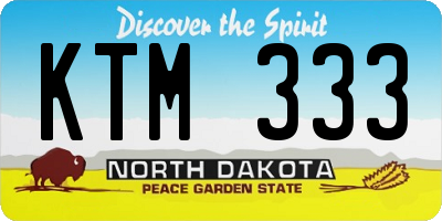 ND license plate KTM333