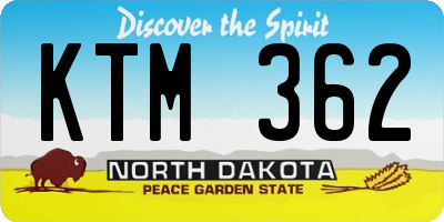 ND license plate KTM362
