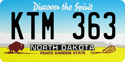 ND license plate KTM363