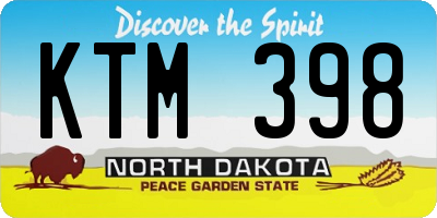 ND license plate KTM398