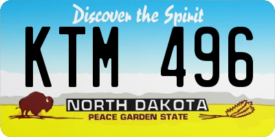 ND license plate KTM496