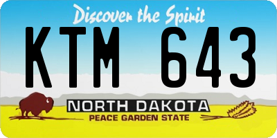 ND license plate KTM643