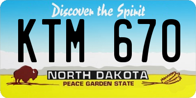 ND license plate KTM670