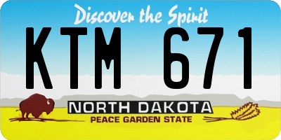 ND license plate KTM671