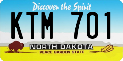 ND license plate KTM701