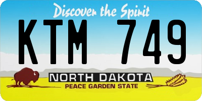 ND license plate KTM749