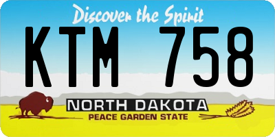 ND license plate KTM758