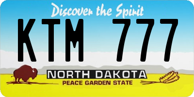 ND license plate KTM777