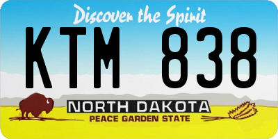 ND license plate KTM838