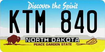 ND license plate KTM840