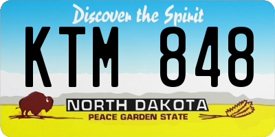 ND license plate KTM848