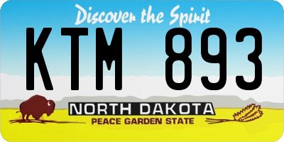 ND license plate KTM893