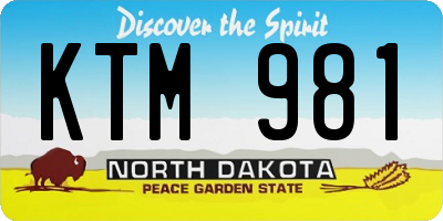 ND license plate KTM981