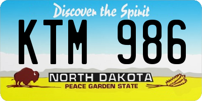 ND license plate KTM986