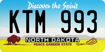 ND license plate KTM993
