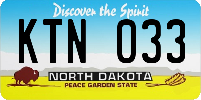 ND license plate KTN033