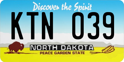 ND license plate KTN039