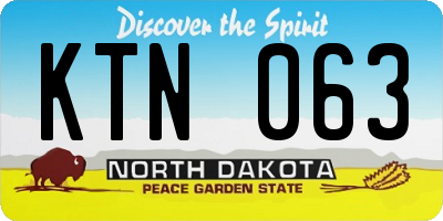 ND license plate KTN063