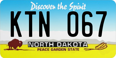 ND license plate KTN067