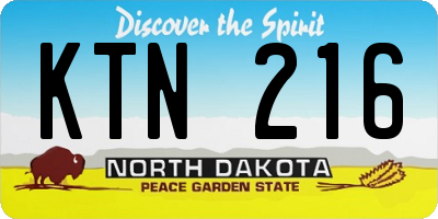 ND license plate KTN216