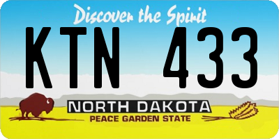 ND license plate KTN433