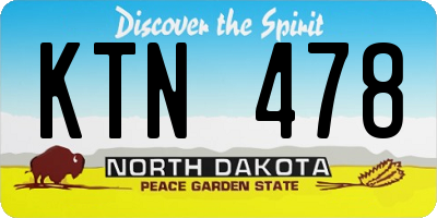 ND license plate KTN478