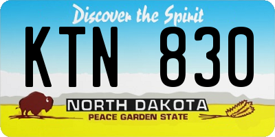 ND license plate KTN830