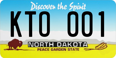 ND license plate KTO001