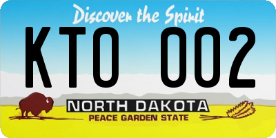 ND license plate KTO002