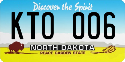 ND license plate KTO006